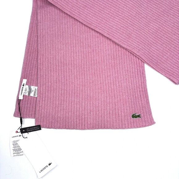 LACOSTE pink wool scarf NEW with tags - Picture 3 of 4